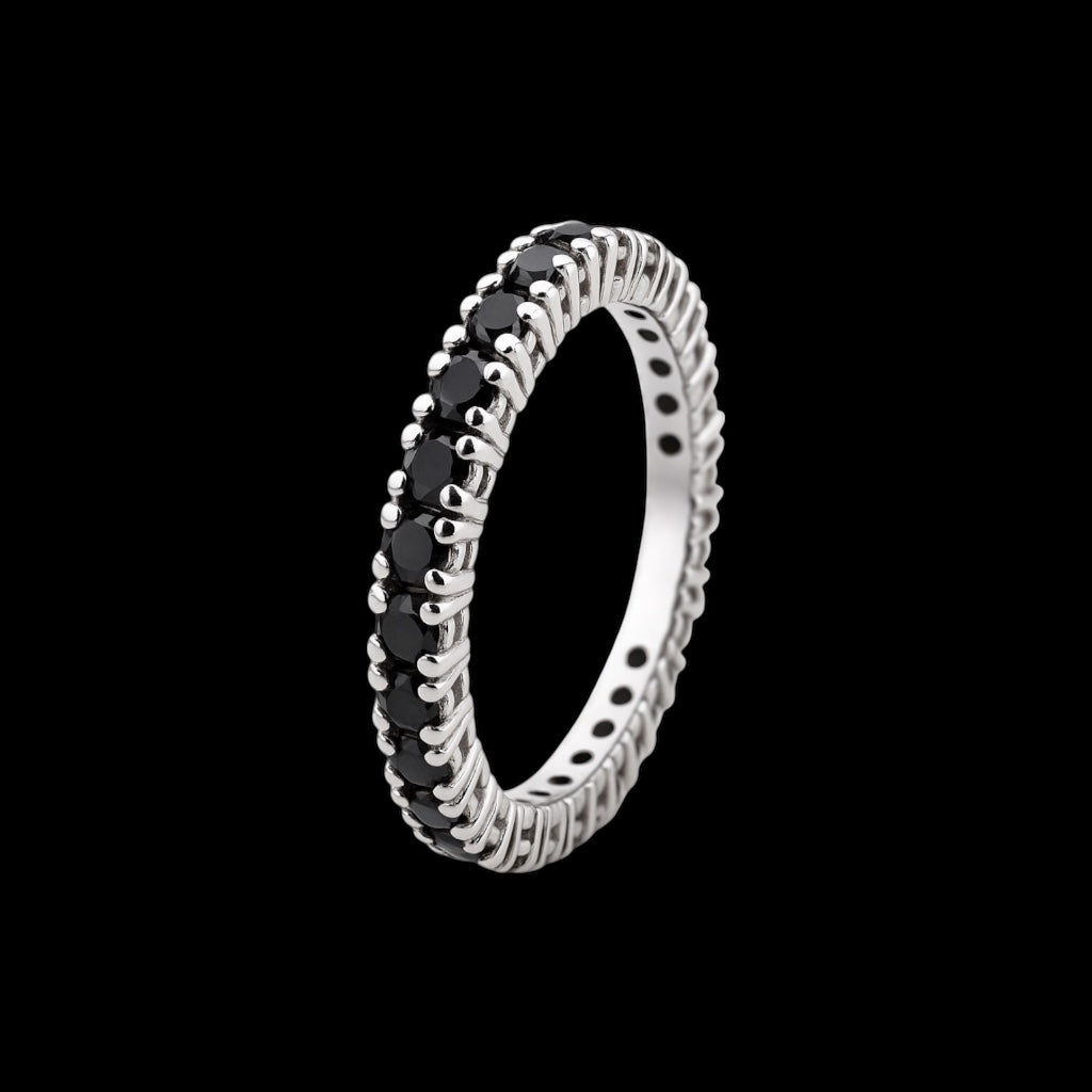 Anello Modello Eternity in Oro 18K e Diamanti Neri Naturali 1,50 ct.