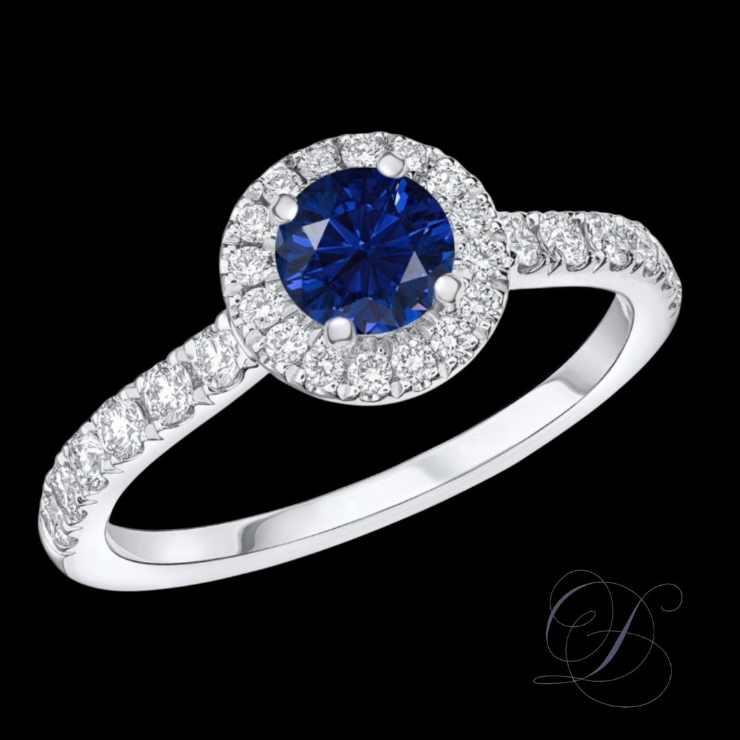 Anello in Oro 18k Zaffiro Naturale (Un-heated) Royal Blue e Diamanti Naturali
