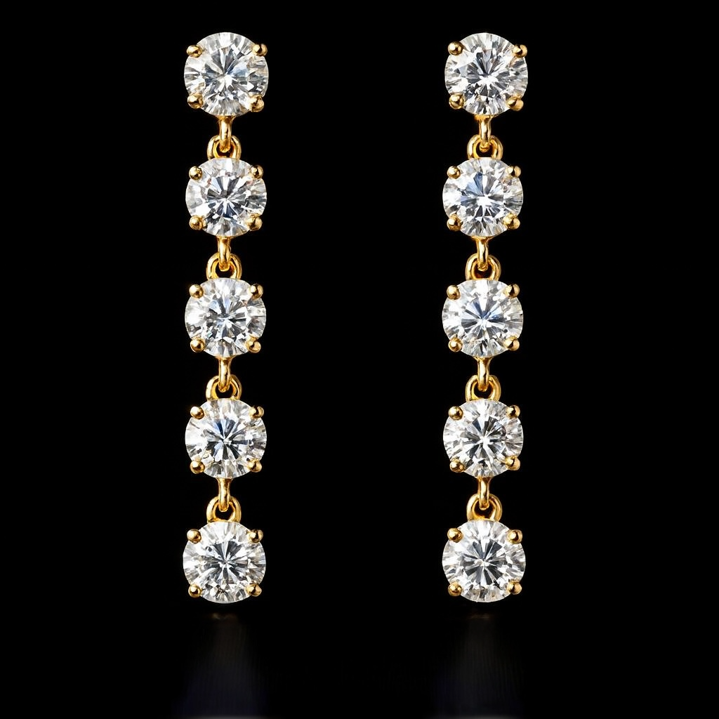 Orecchini Pendenti in Oro 18k e Diamanti Naturali.